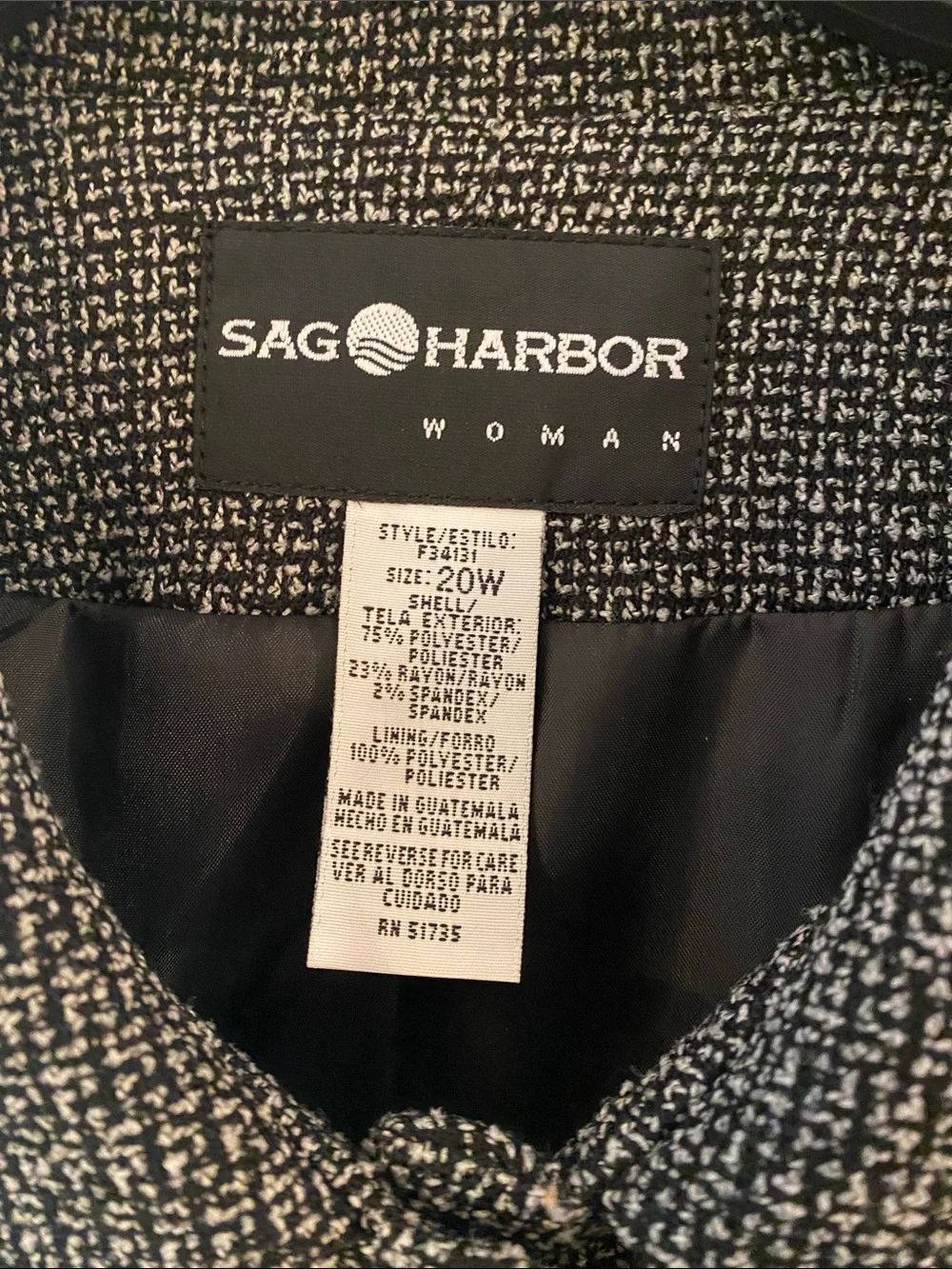 Sag Harbor Women's Charcoal Textured Button-Up Blazer with black pant